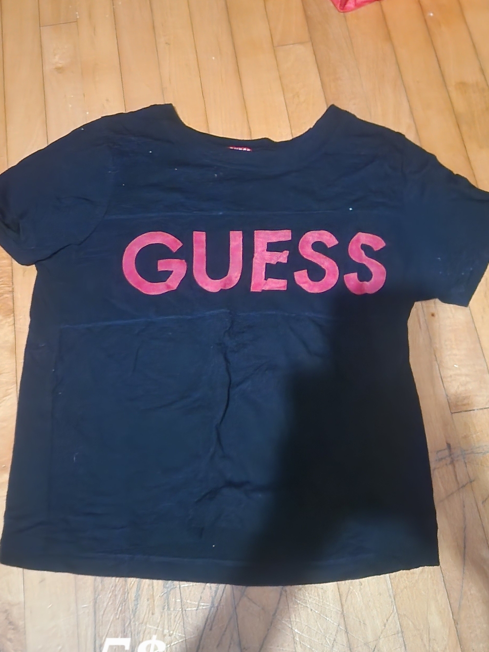 GUESS Black Short Sleeve Tee with Red Logo